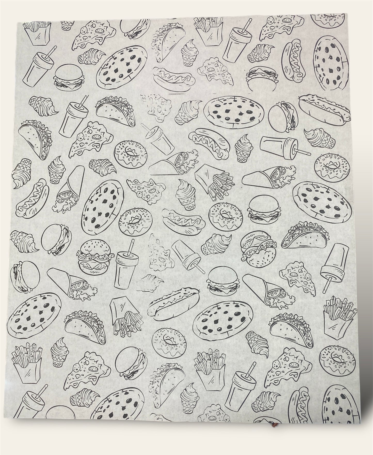 Papel antigrasa comida rápida hamburguesa 28x33 - 100 unid