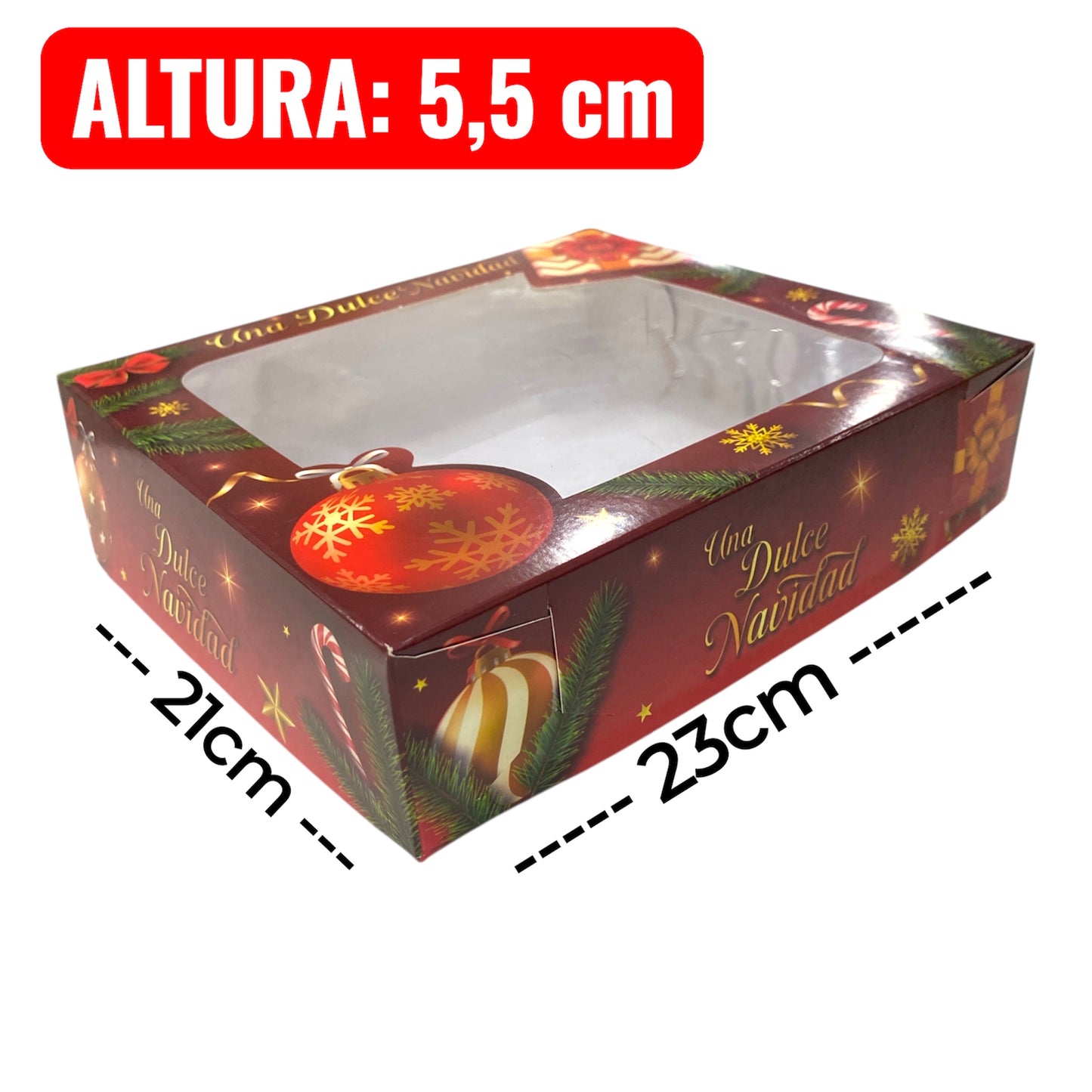 Caja navideña 21x23x5,5cm con visor