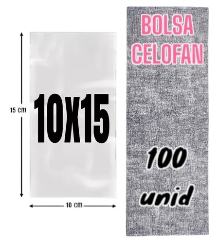 Bolsa celofan 10x15 cm. Bolsa polipropileno 100 unidades