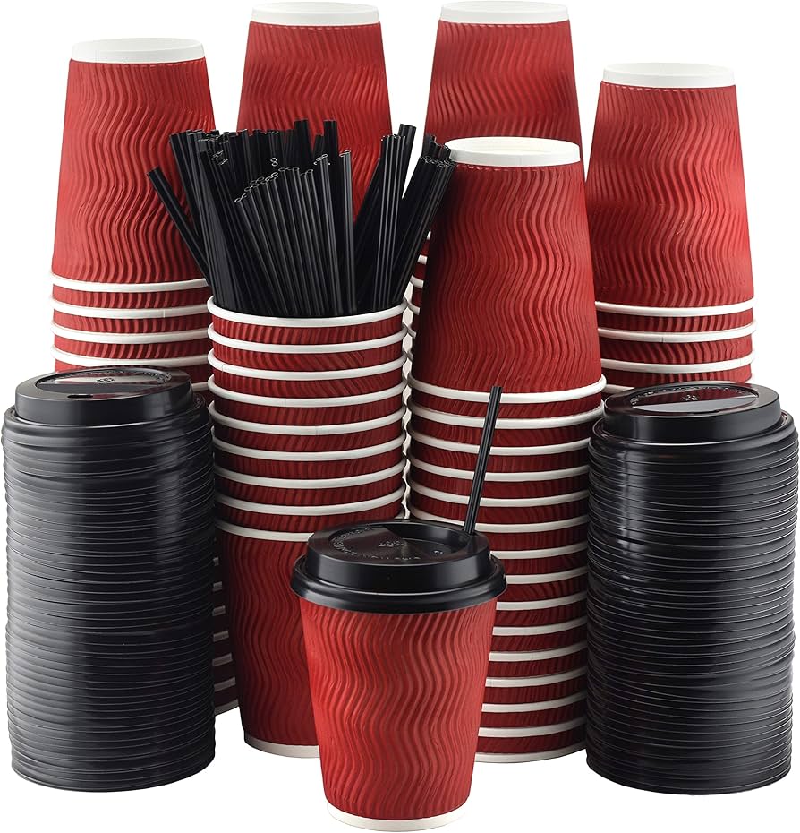 Vaso corrugado rojo 8 oz - 25 unidades