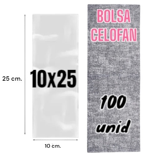 Bolsa celofan 10x25 cm - bolsa polipropileno 100 unidades