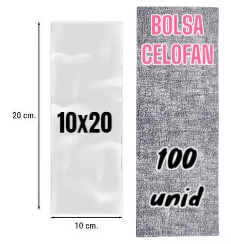 Bolsa Celofan 10x20 - 100 unidades. Bolsa Polipropileno 10x20