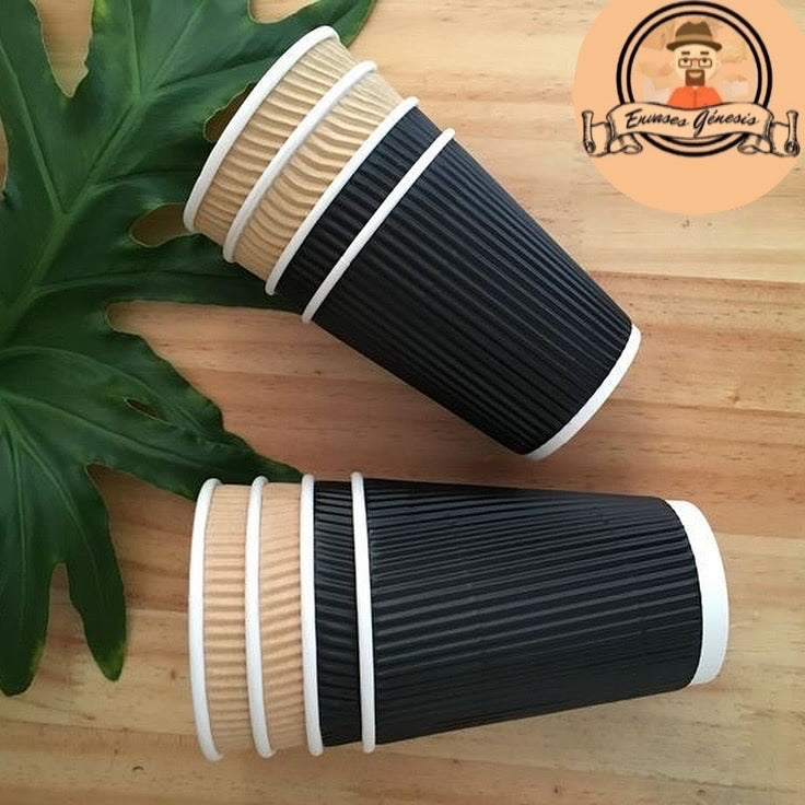 Vaso corrugado Negro 12 oz sin tapa - 25 unidades