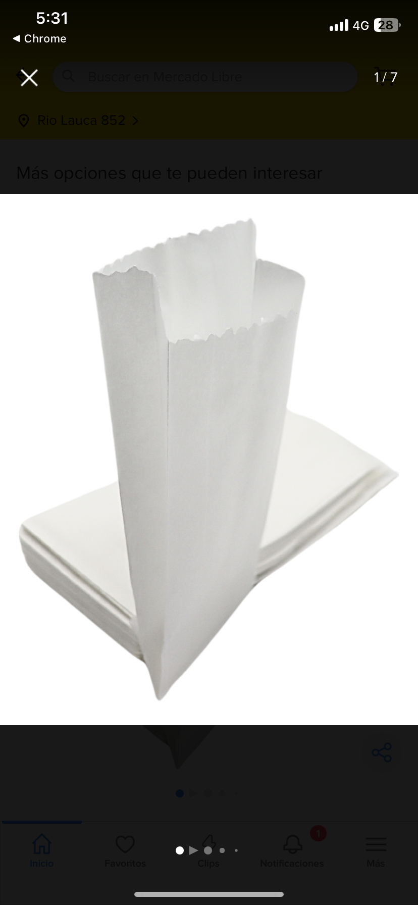 Saco Blanco de papel 1/8 - 100 un