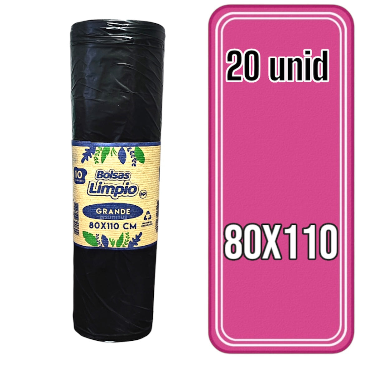 Bolsa de basura negra 80x110 cm - 20 unidades