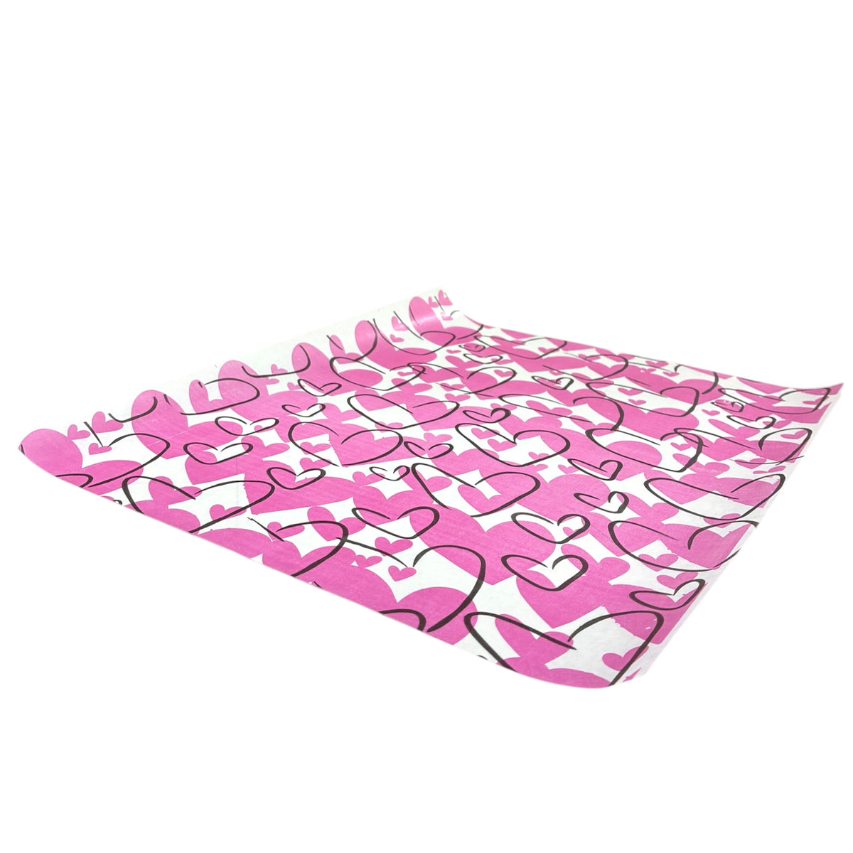 100 Papel antigrasa 28x33cm con diseño corazón 3D - rosado
