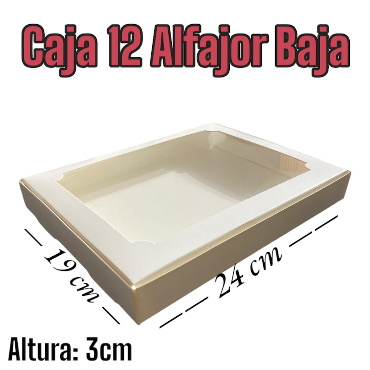 Caja para 12 alfajor baja con visor