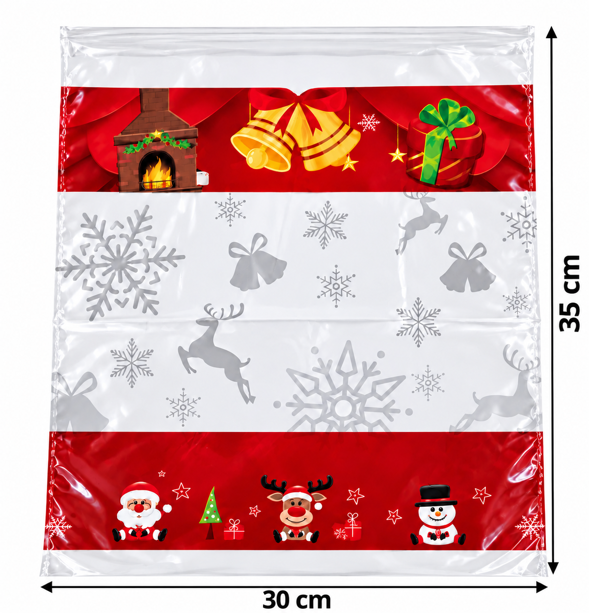 100 bolsa para pan de pascua 1kg blanco/rojo - 30x35cm