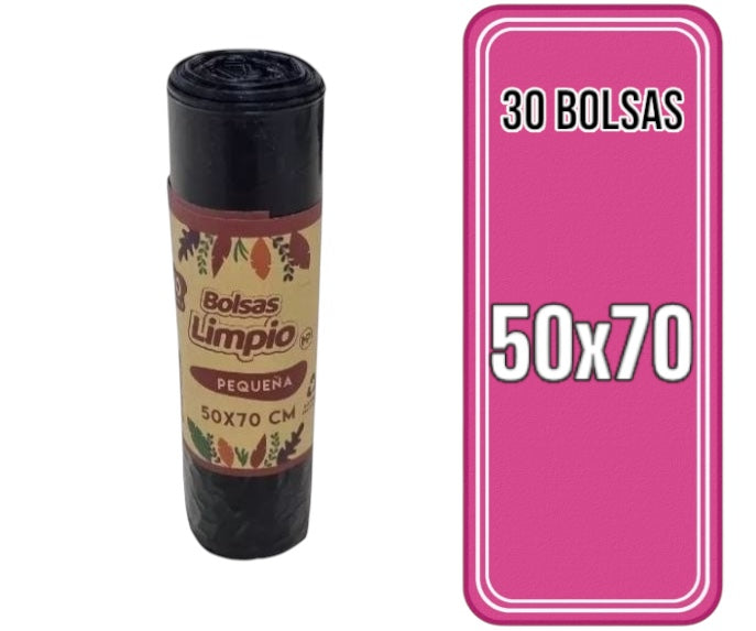 Bolsa de basura 50x70 cm negra. 30 unidades