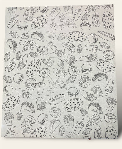 Papel antigrasa comida rápida hamburguesa 28x33 - 100 unid