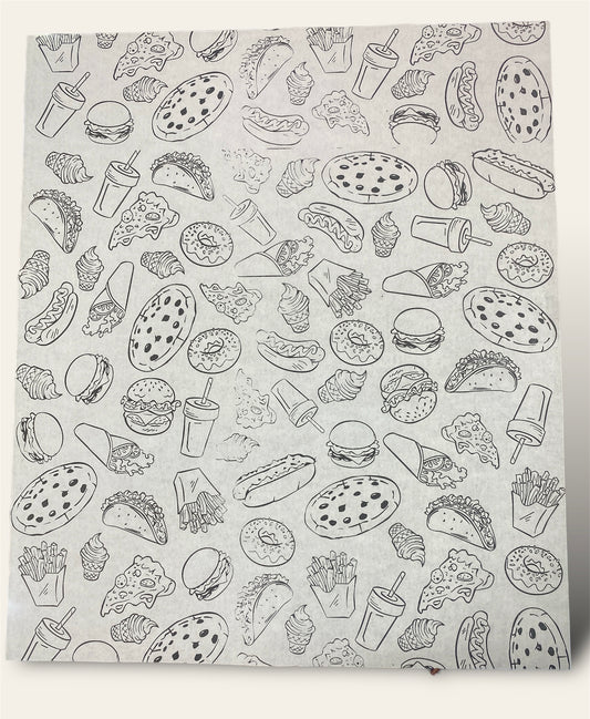 Papel antigrasa comida rápida hamburguesa 28x33 - 100 unid