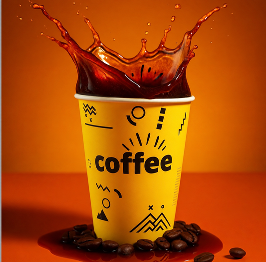 Vaso Polipapel con diseño amarillo 8 Oz - 50 unidades