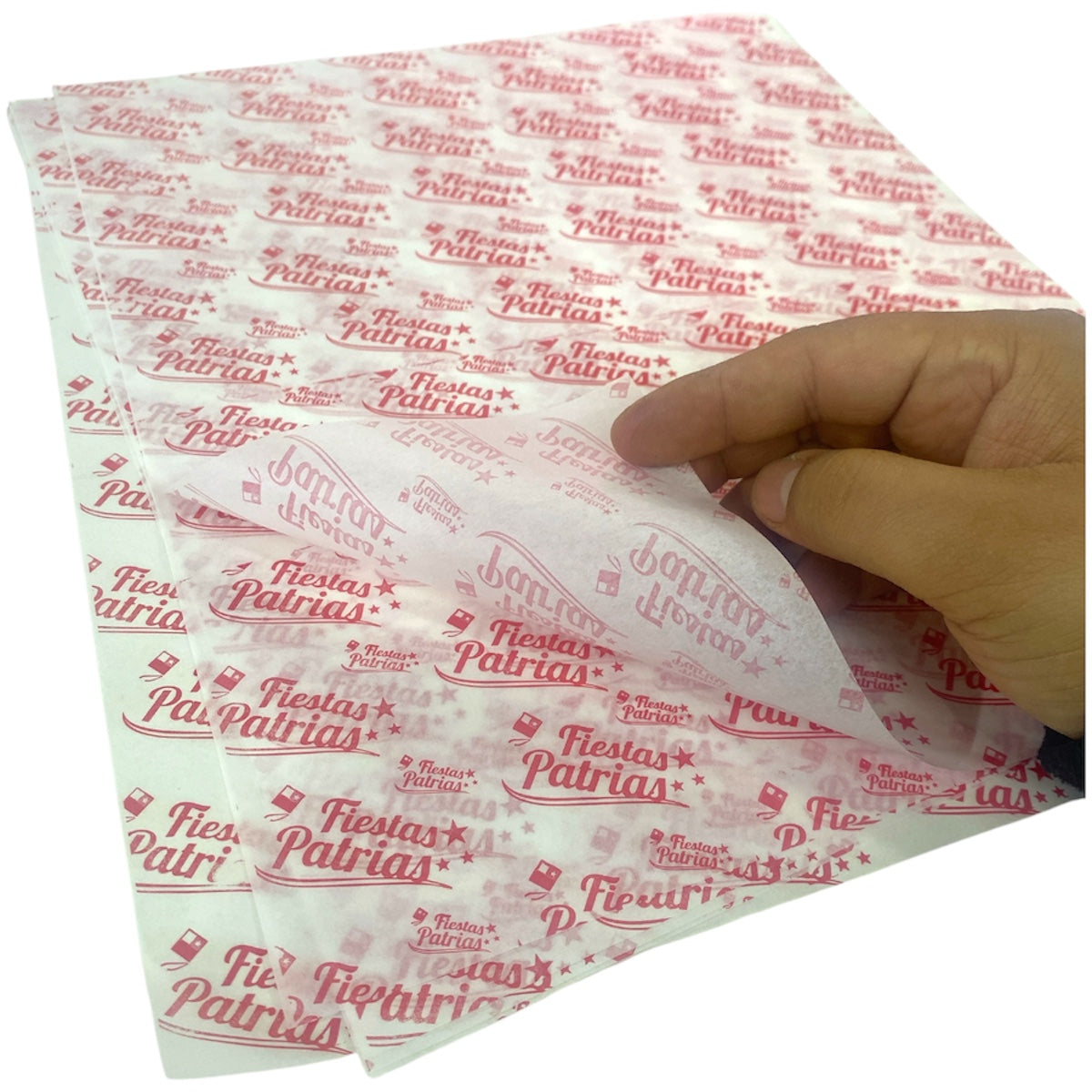 Papel antigrasa Diseño Fiestas Patrias rojo 28x33cm  - 100 unidades