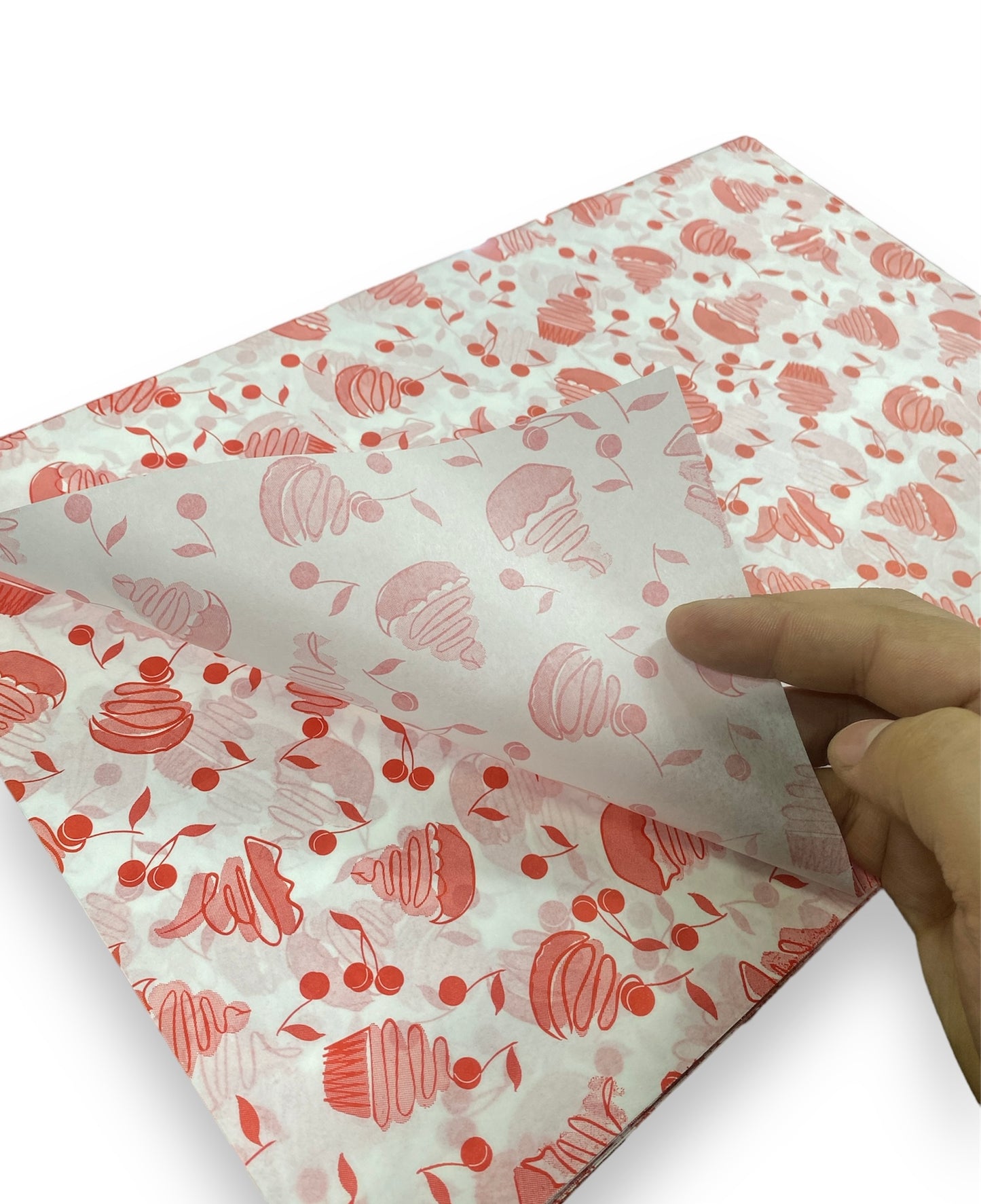 Papel antigrasa cupcake rojo 28x33 - 100 unid