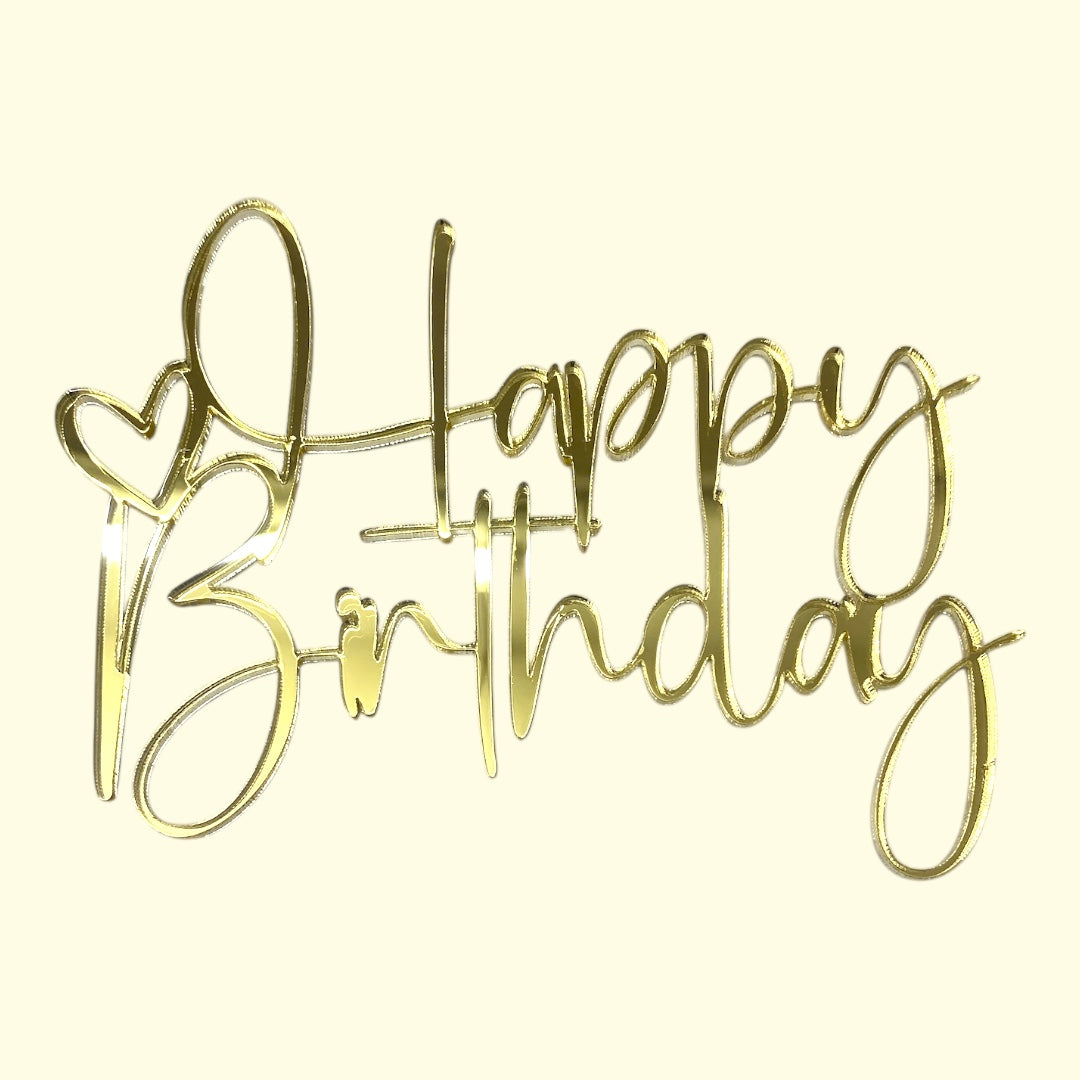 Topper Frontal acrílico espejo 3mm - Happy Birthday