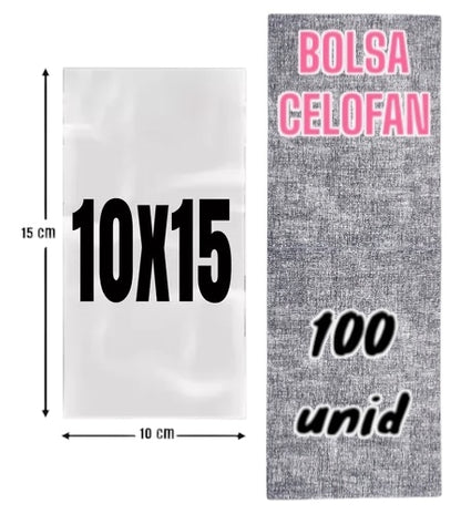 Bolsa celofan 10x15 cm. Bolsa polipropileno 100 unidades
