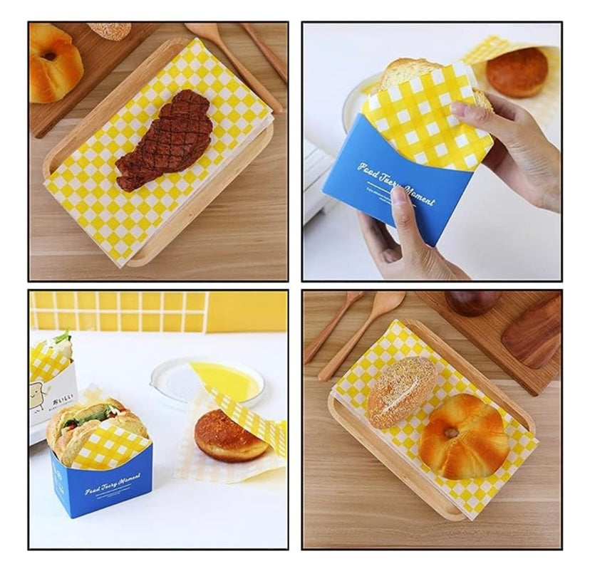 Papel antigrasa cuadrado amarillo 33x33 - 100 unid