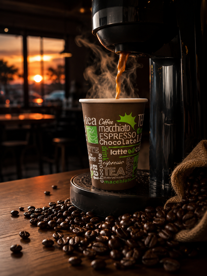 50 Vaso Polipapel Con Diseño marrón/verde 10 oz