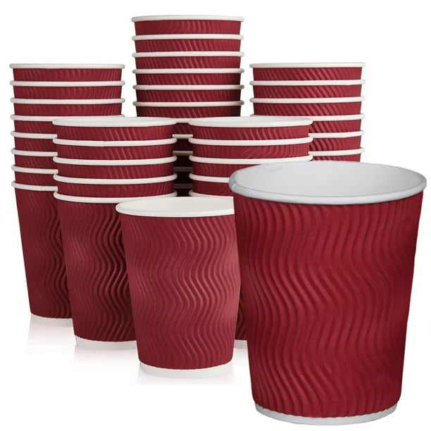 Vaso corrugado rojo 8 oz - 25 unidades
