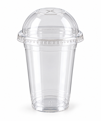 Pack 50 Vasos PET 10 Oz/ 300 cc con Tapa Domo Cruz