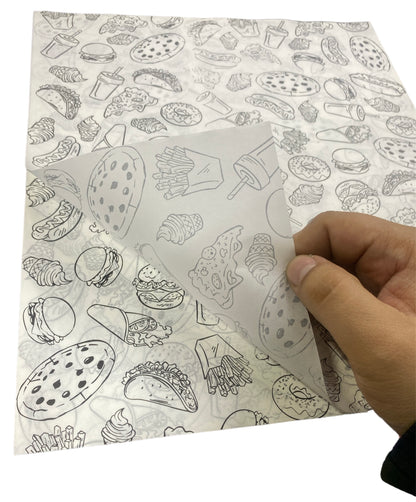 Papel antigrasa comida rápida hamburguesa 28x33 - 100 unid