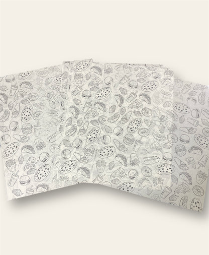 Papel antigrasa comida rápida hamburguesa 28x33 - 100 unid