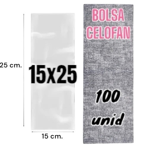 Bolsa celofan 15x25 cm. Bolsa Polipropileno 100 unids