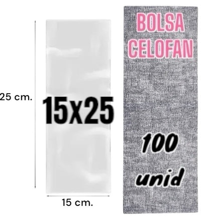 Bolsa celofan 15x25 cm. Bolsa Polipropileno 100 unids