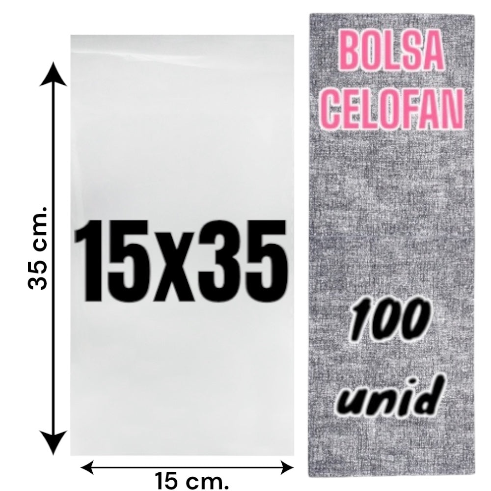 Bolsa Celofan 15x35 - bolsa Polipropileno 100 unidades