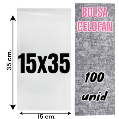 Bolsa Celofan 15x35 - bolsa Polipropileno 100 unidades