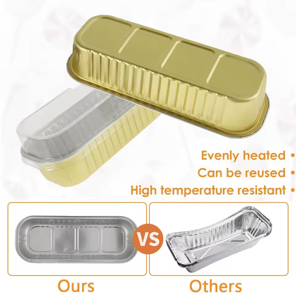 Envase rectangular dorado c/tapa - 6 unidades
