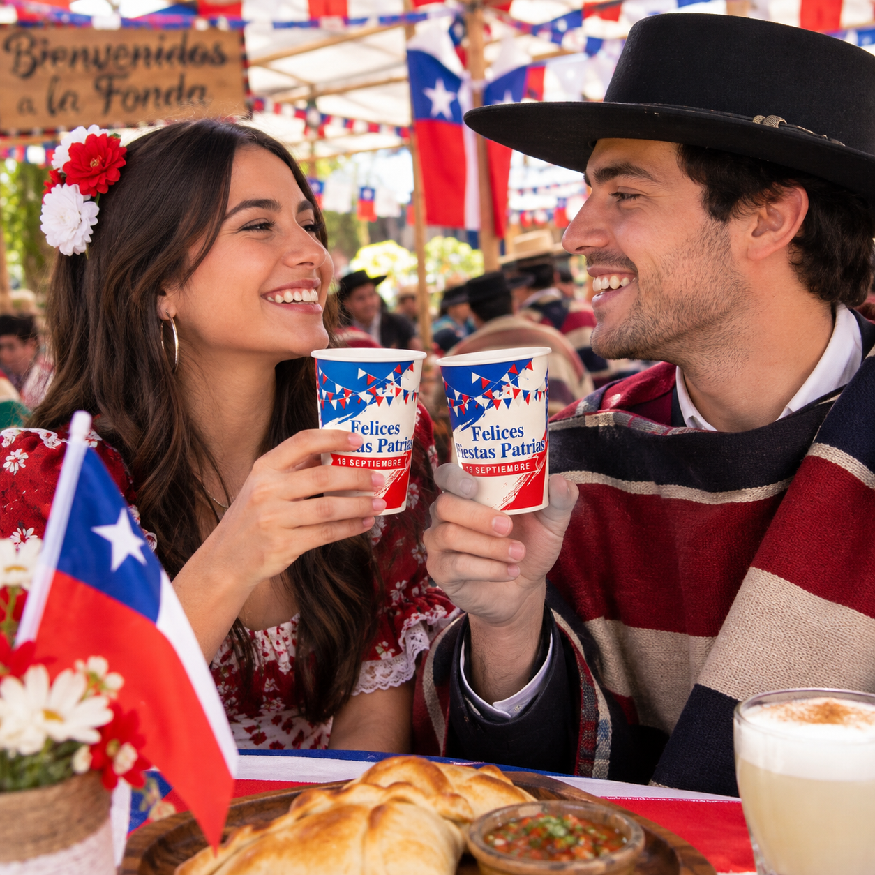 50 Vasos polipapel 12 Oz Fiestas patrias sin tapa