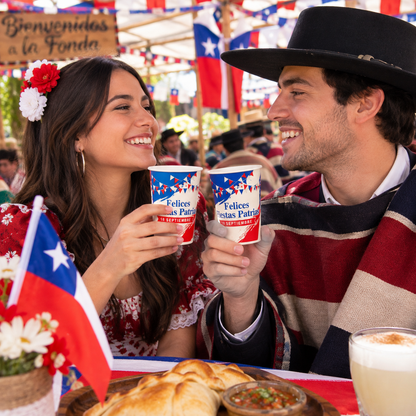 50 Vasos polipapel 12 Oz Fiestas patrias sin tapa