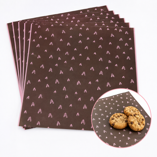 Papel Antigrasa con diseño negro Corazón 28x33 - 100 unid