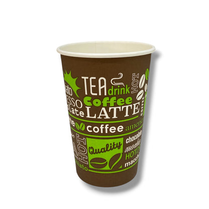 50 Vaso Polipapel Con Diseño marrón/verde 10 oz