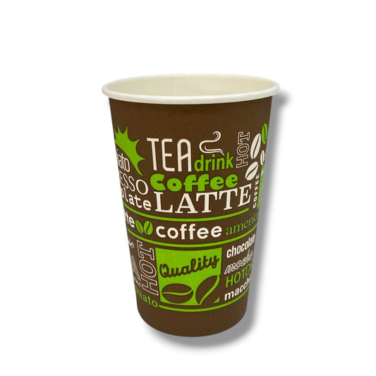 50 Vaso Polipapel Con Diseño marrón/verde 10 oz