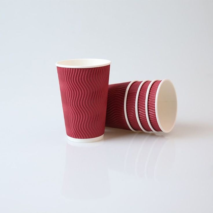 Vaso corrugado 12 oz rojo - 25 unidades (sin tapa)