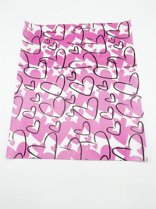 100 Papel antigrasa 28x33cm con diseño corazón 3D - rosado