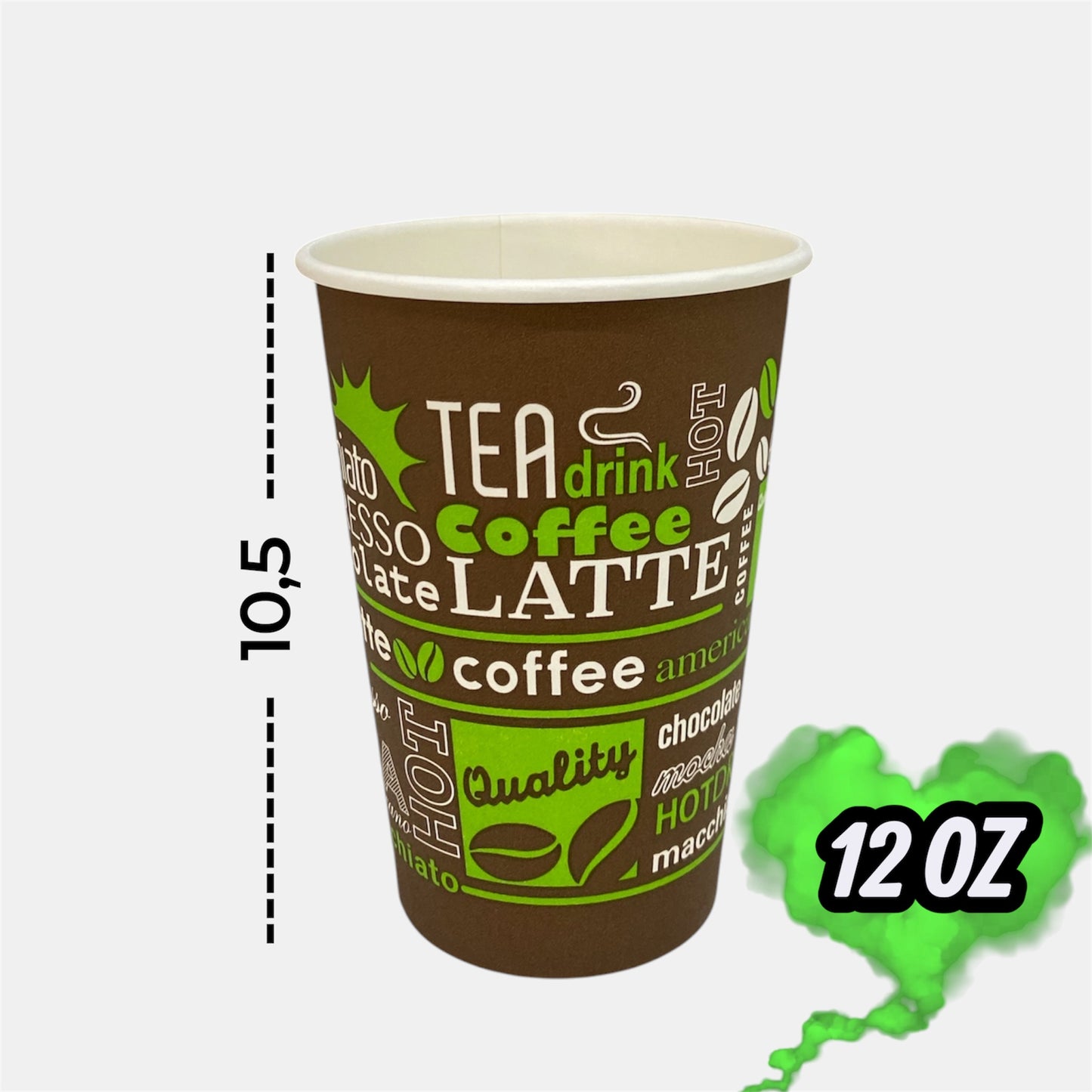 50 Vaso Polipapel Con Diseño marrón/verde 10 oz
