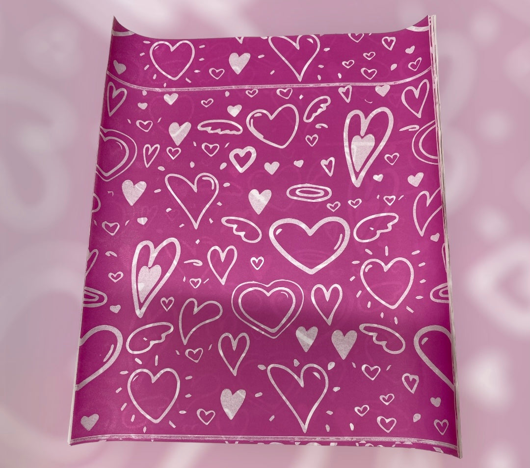 Papel antigrasa corazón fucsia 28x33 - 100 unid