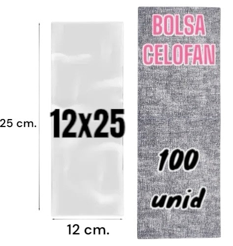 Bolsa Celofan 12x25. Bolsa Polipropileno 100 unidades