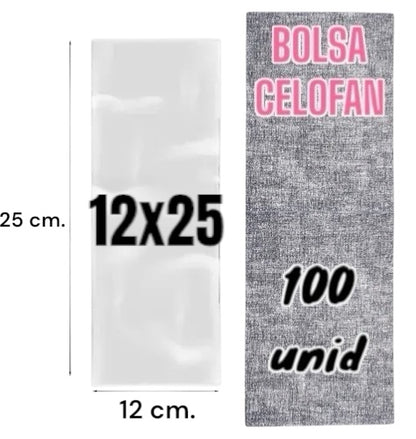 Bolsa Celofan 12x25. Bolsa Polipropileno 100 unidades