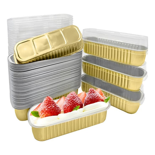 Envase rectangular dorado c/tapa - 6 unidades