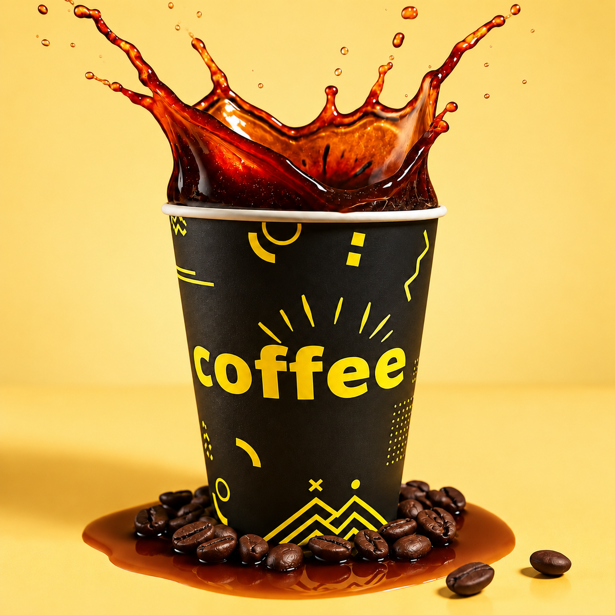 Vaso Polipapel con diseño negro 12 Oz - 50 unidades