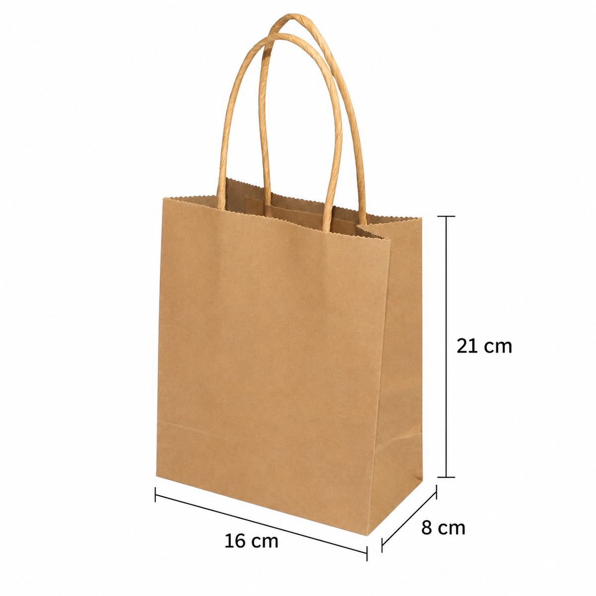Pack 12 Bolsa Kraft con Manilla 21x16x8cm