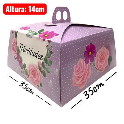 Caja para torta “Felicidades” 35x35x14 cm