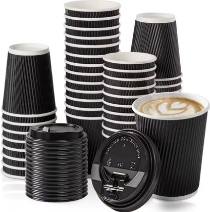 Vaso corrugado Negro 8 oz sin tapa - 50 unidades