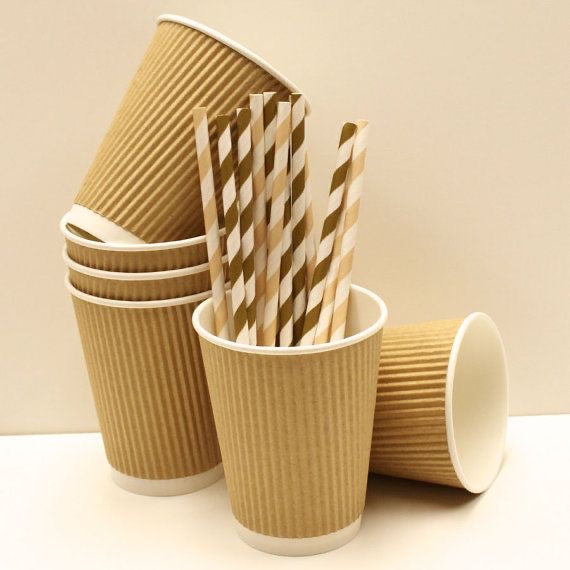 Vaso corrugado 12 oz Kraft - 25 unidades (sin tapa)