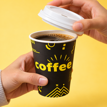 Vaso Polipapel con diseño negro 12 Oz - 50 unidades