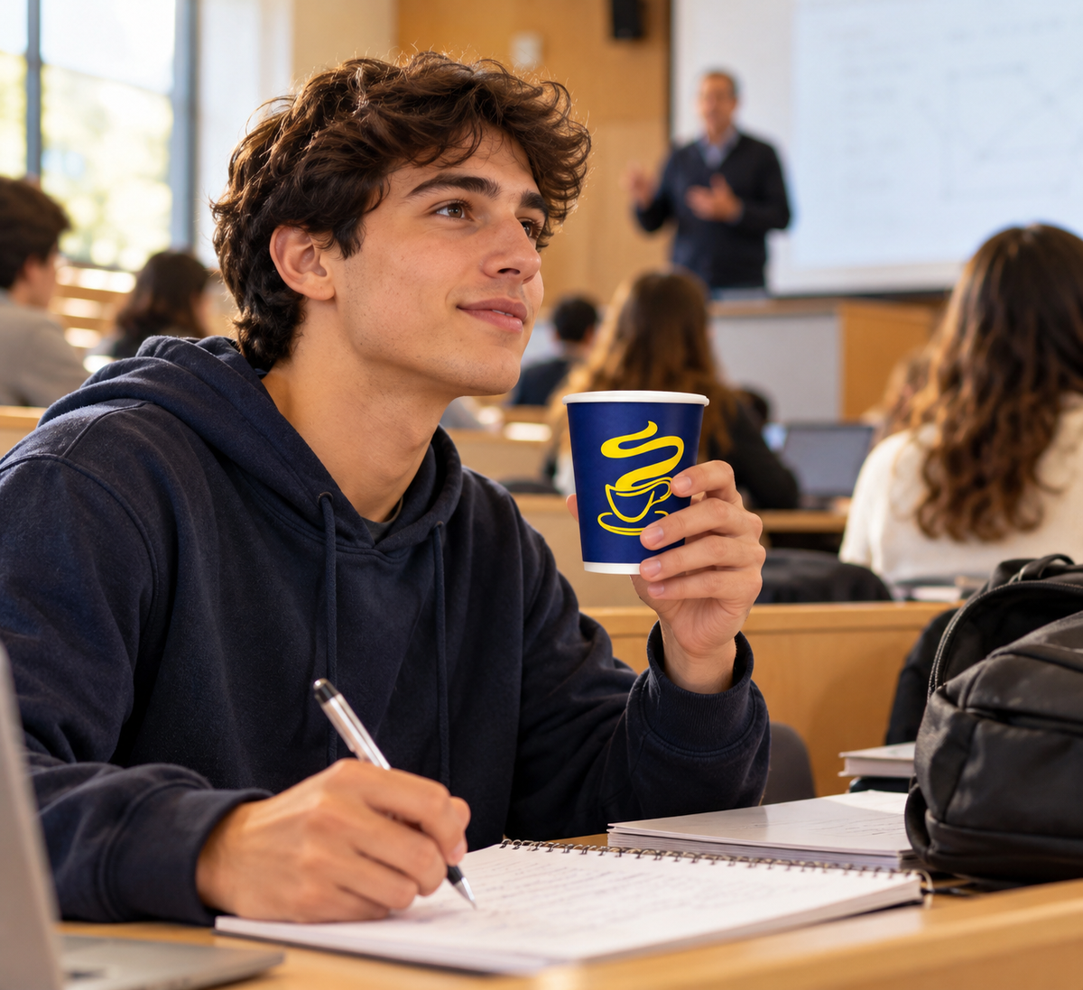 Vaso polipapel con diseño azul 8 Oz - 50 unidades